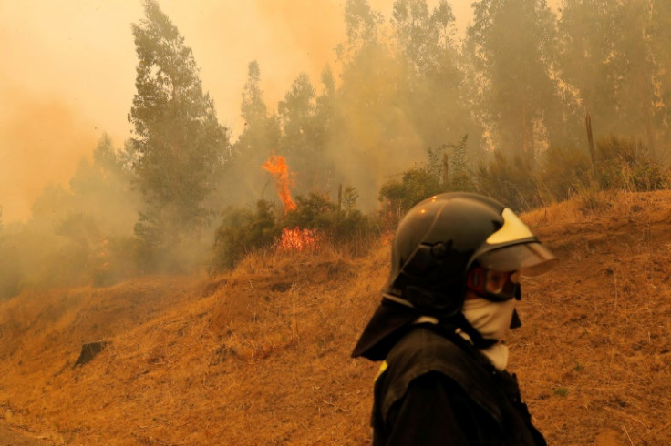 Vista de un incendio en Nacepción, Concepción, Chile el 4 de febrero