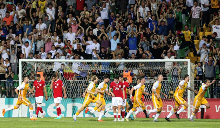 Moldavia celebra su notable gol de la victoria contra Polonia